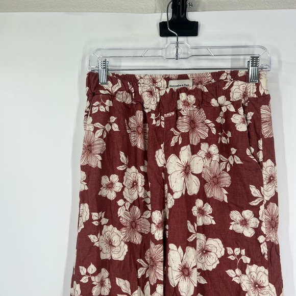 Abercrombie & Fitch High Rise Floral Print Pull-On Pants Linen Blend - Picture 2 of 10